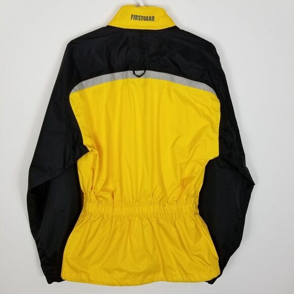 Firstgear Women Motorcycle Jacket Size M Coated Nylon Yellow Black Zip - Picture 4 of 9